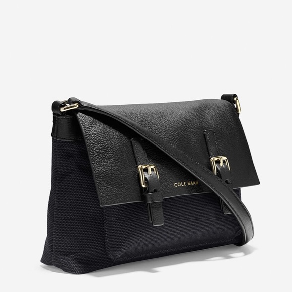 Cole Haan Bowdin Black Flap Crossbody - Picture 1 of 6